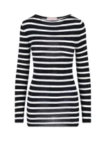 Valentino Striped Intarsia-knit Jumper In Blue