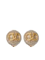 Valentino Garavani Vlogo Signature Strass Embellished Earrings In Gold