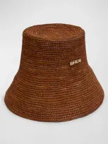 Van Palma Gina Straw Bucket Hat In Terra