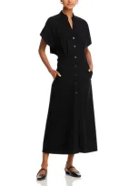 Vanessa Bruno Cheryle Capelet Button-front Midi Dress In Noir