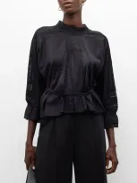 Vanessa Bruno Viva Pintuck Lace-inset Blouse In Noir