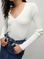 Veronica Beard Callie Ribbed Sweater In Off-white