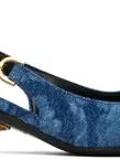 Versace Blue Barocco Denim Heels In 1d06v-blue- G