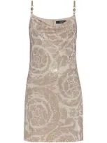 Versace Sequin Mini Dress In Grey