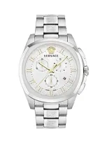 Versace Men's Swiss Chronograph Geo Stainless Steel Bracelet Watch 43mm