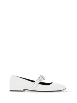 Versace Gianni Ribbon Studded Ballerinas In White