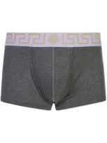 Versace Greca Border Boxers In Grey