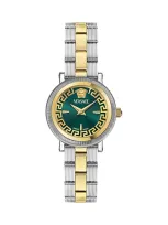 Versace Women's Swiss Greca Flourish Two-tone Stainless Steel Bracelet Watch 28mm In Two Tone