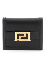 Versace Greca Goddes Wallet In Nero/oro