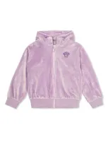 Versace Babies' Logo Motif Zipped Hoodie In Purple