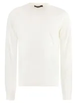 Versace Long Sleeve Cotton Blend T-shirt In Ivory