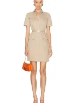 Versace Mini Shirt Dress In Beige