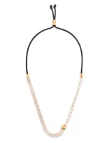 Versace Necklace Metal-strass-waxed Cotton Accessories In Grey