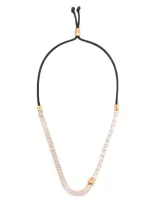 Versace Necklace Metal-strass-waxed Cotton Accessories In  Gold Crystal Black