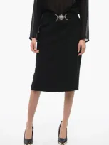 Versace Pencil Skirt With Logoed Belt In Black