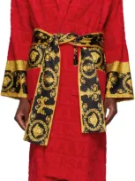 Versace Unisex Barocco Sleeve Robe In Red