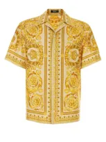 Versace Baroque Printed Silk-twill Shirt In Gray