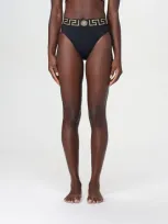 Versace Black Greca Border Bikini Bottom In Schwarz