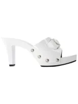 Versace Medusa Head Leather Mules In White