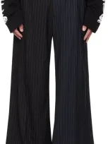 Vetements Black & Navy Pinstripe Trousers In Black / Navy Pin