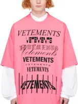 Vetements Pink Multi Logo T-shirt