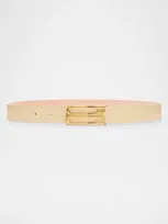 Victoria Beckham B-logo Leather Belt In Ivory