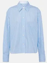 Victoria Beckham Cropped Pinstripe Cotton Shirt In White