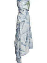 Victoria Beckham Draped Printed Midi Dress