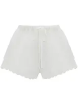 Victoria Beckham Embroidered Drawstring-waist Shorts In White