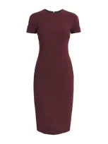 Victoria Beckham Fitted T-shirt Midi Dress In Brown