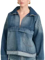 Victoria Beckham Oversized Cotton Denim Tunic Shirt In Indigo