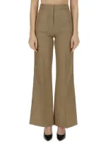 Victoria Beckham Alina Wool Wide-leg Pants In Beige