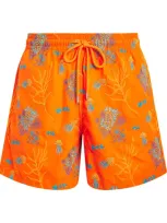 Vilebrequin Medusa Flower Swim Shorts In Orange