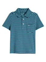 Vineyard Vines Kids' Island Stripe Pocket Polo In Schoon Stp Naut Nvy