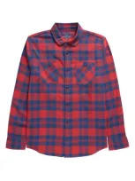 Vineyard Vines Kids' Island Twill Plaid Button-up Shirt In Crab Shell Plaid