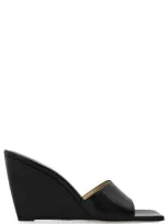 Wandler Gaia Square Toe Wedged Mules In Black