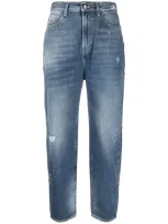 Washington Dee Cee High-waisted Cropped Jeans In Blau