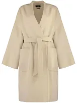 Weekend Max Mara Wool Robe Coat In Neutrals