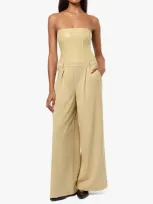 Weworewhat Corset Wide Leg Jumpsuit In Wheat