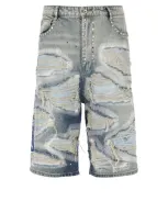 Who Decides War Men's Chrome Stud-embroidered Denim Shorts