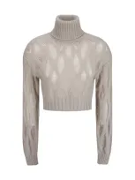 Wild Cashmere Lyla Turtleneck Cropped Knitwear In Beige