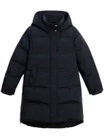 Woolrich Puffy Parka With Quilted Design And Zip Detailing In Blue