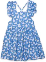 Worthy Threads Babies'  Girls Ruffle Sleeve Dress In Blue Ducks