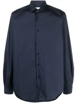 Xacus Long-sleeve Cotton-blend Shirt In Blue