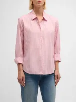 Xirena Quinn Striped Button-down Cotton Shirt In Cameo Rose