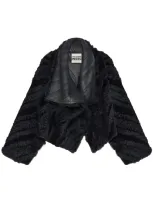 Yves Salomon Cropped Draped Jacket In Black