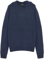 Yves Salomon Knit Hoodie In Blue