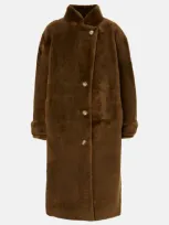 Yves Salomon Shearling Coat In Brown