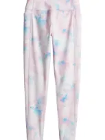 Zella Girl Kids' Favorite High Waist Pocket Leggings In Pink Galactic Clouds Print