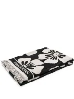 Zimmermann Logo Cotton Beach Towel In Black